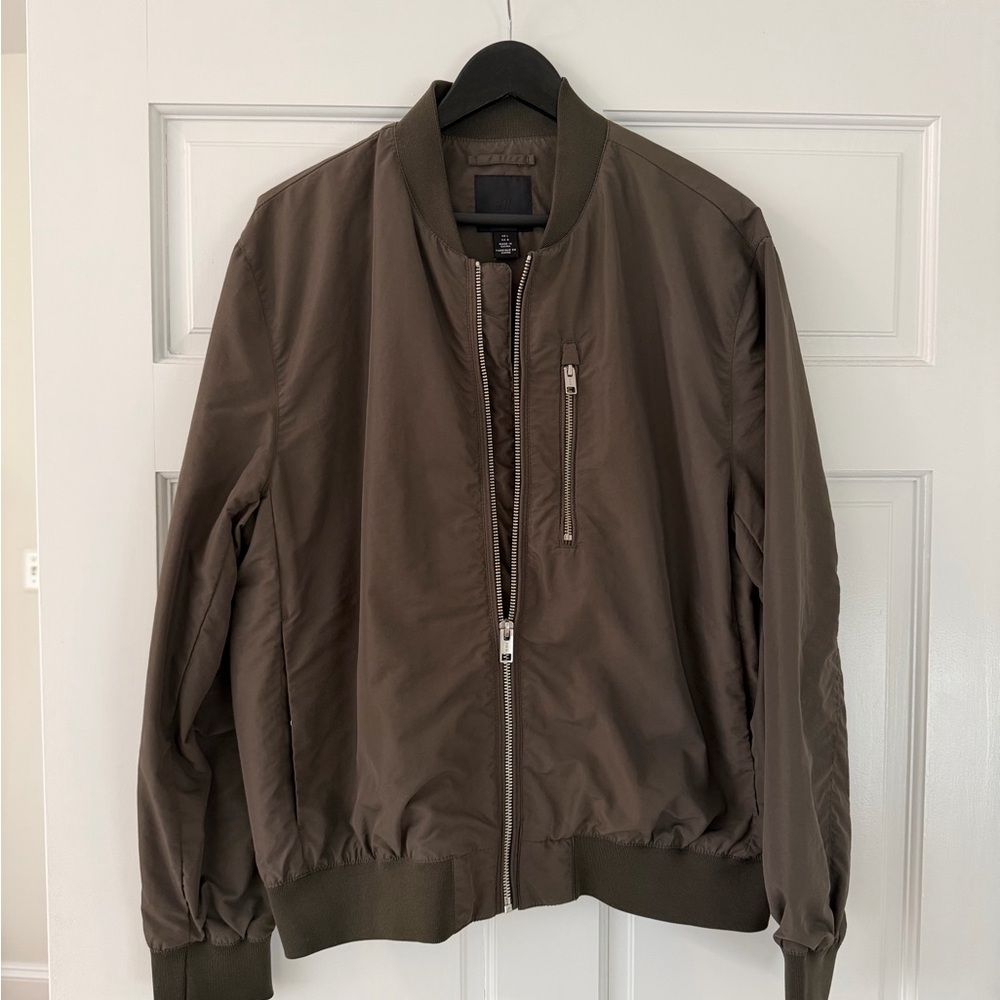 H&M Olive Bomber Jacket for Men - Large